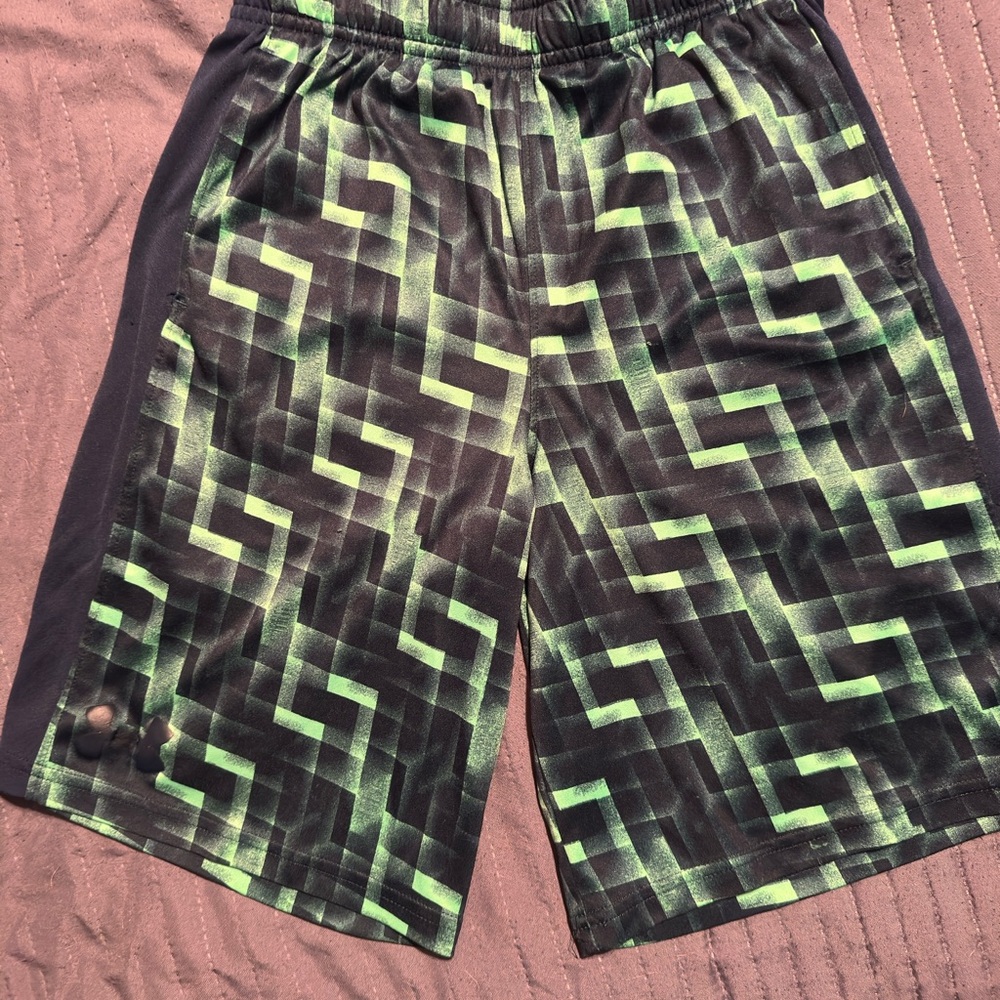 Under Armour Black and Neon Green Athletic Shorts
